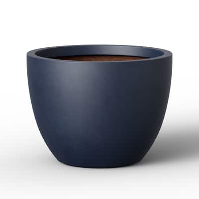 Concrete Round Planter with Enhanced Interior Pot with Drainage Holes