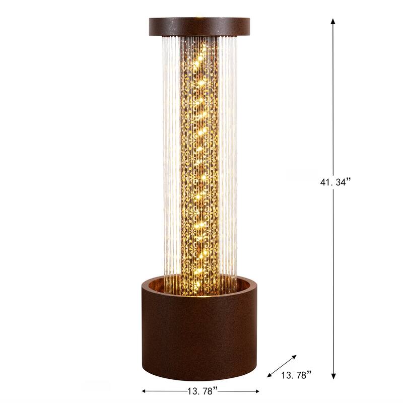 LED Lighted Cascading Rain Outdoor Garden Water Fountain - 41.25"