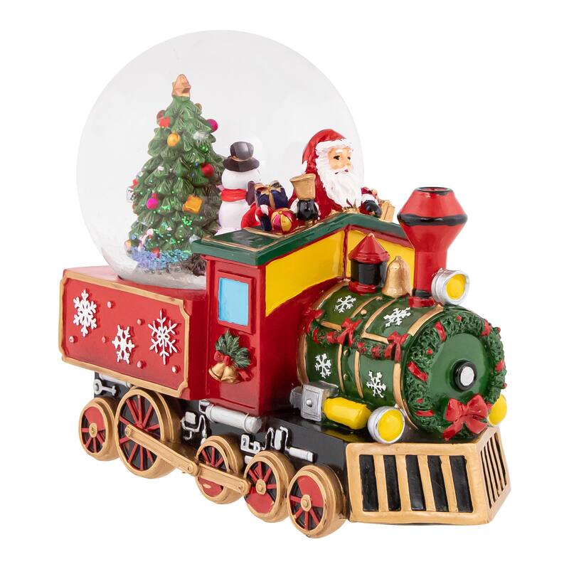 Santa Driving the Train Musical Christmas Snow Globe - 8.25"