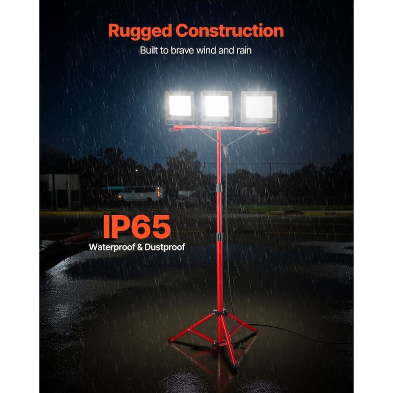 Red-Black LED Work Light 150W 15000 Lumens with Tripod Stand - 8.66 x 1.18 x 7.28 in