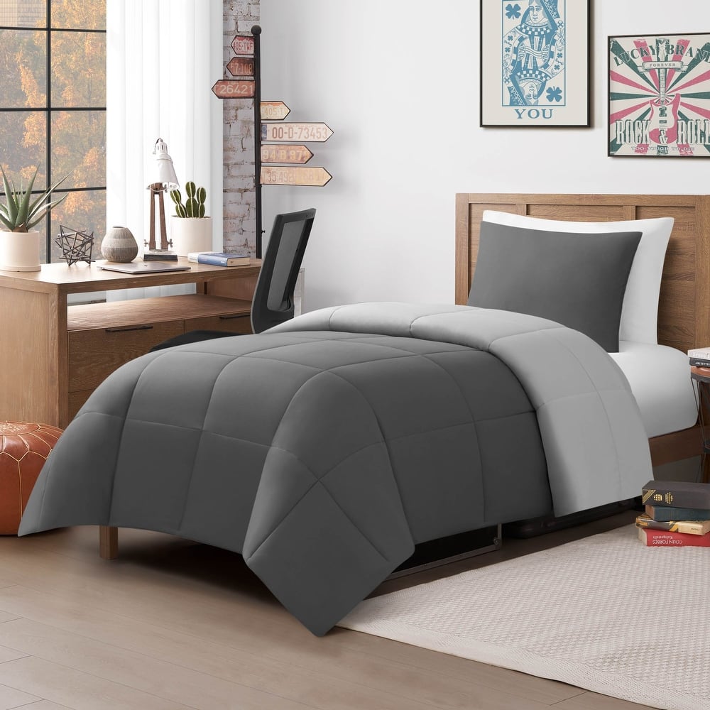 Lucky Brand Box Stitch Reversible Comforter Sets