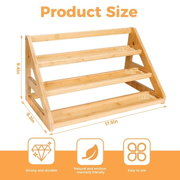 Bamboo Tiered Spice Rack for Countertop Spice Organizer for Pantry ...