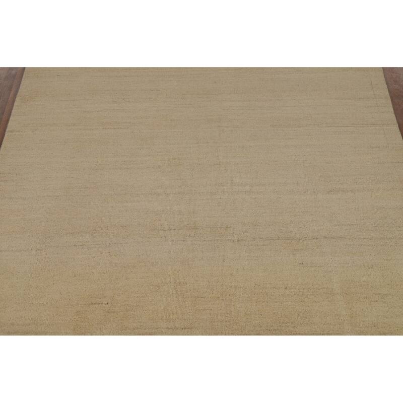 Solid Modern Gabbeh Oriental Area Rug Handmade Yellow Wool Carpet - 4'10" x 6'5"