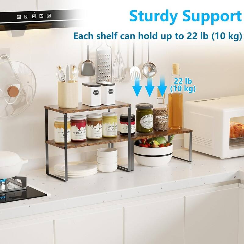 Countertop Organizer Corner Shelf, 2 Tier Adjustable