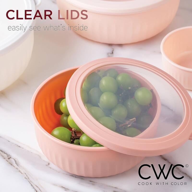 COOK WITH COLOR Prep Bowls with Lids- Wide and Deep Nesting Plastic Small Mixing Bowl Set with Lids, 12 Piece Set - Wide Bowls