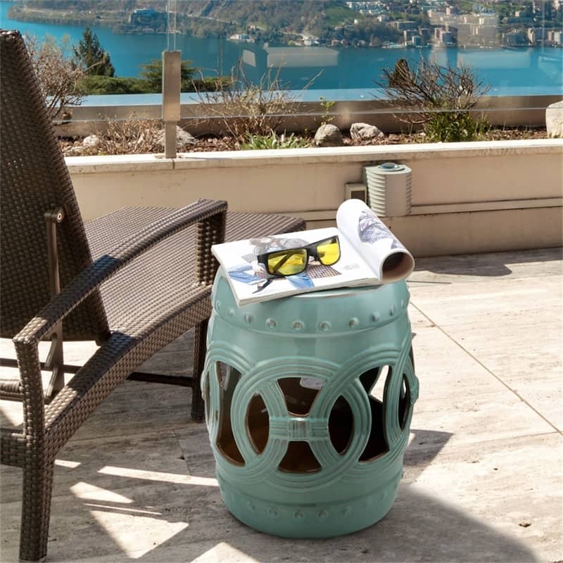 Multifunctional Garden Stool Bench for Patio, Deck, or Yard - 13.6" Dia x 17.3" H