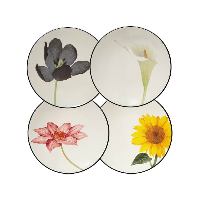 Noritake Colorwave Graphite Set Of 4 Floral Appetizer Plates, 6-1/4"