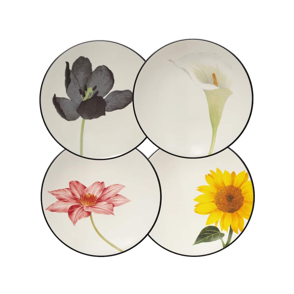 Noritake Colorwave Graphite Set Of 4 Floral Appetizer Plates, 6-1/4"