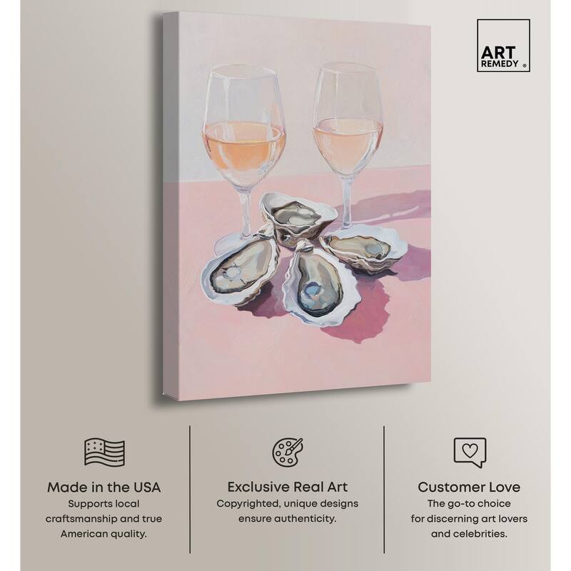 Oysters and Rose Wine Canvas by Art Remedy, Gallery Wrapped