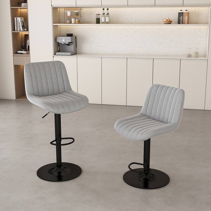 Swivel Bar Stools with Adjustable Height (35.03-43.7 Inches), Backrest, and Soft Knit Fabric - Bar Counter(Set of 2)