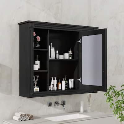 35'' x 28'' Modern and Functional Medicine Cabinet with Mirror,6 Open Shelves