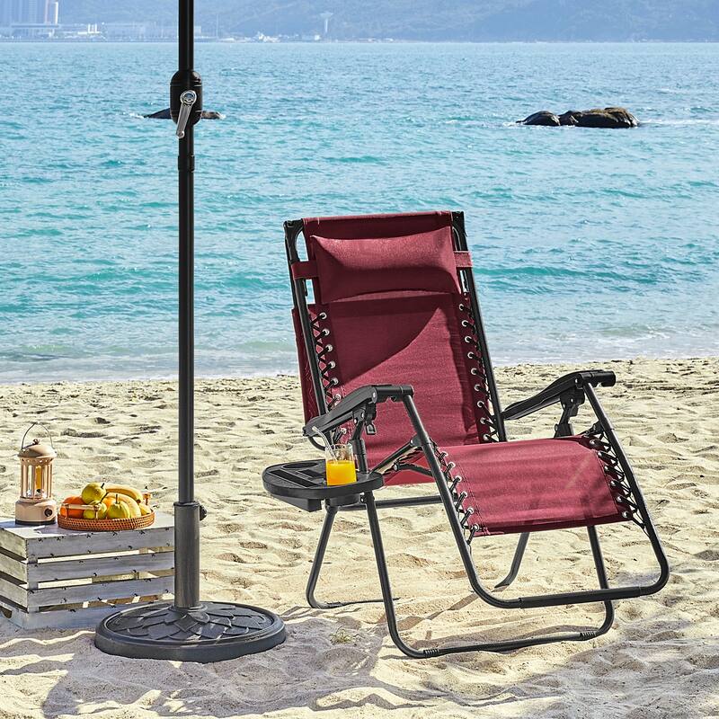 Yaheetech 26in Outdoor Zero Gravity Chair Patio Lounge Camping Chair with Sunshade