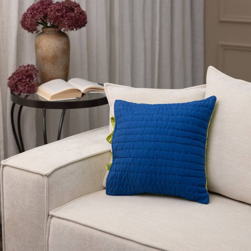 Keely Blue/Lime Decorative Cotton Pillow - Blue;Green