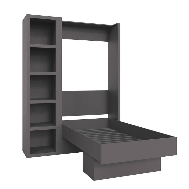 Easy-Lift Twin Murphy Wall Bed in with Bookshelf