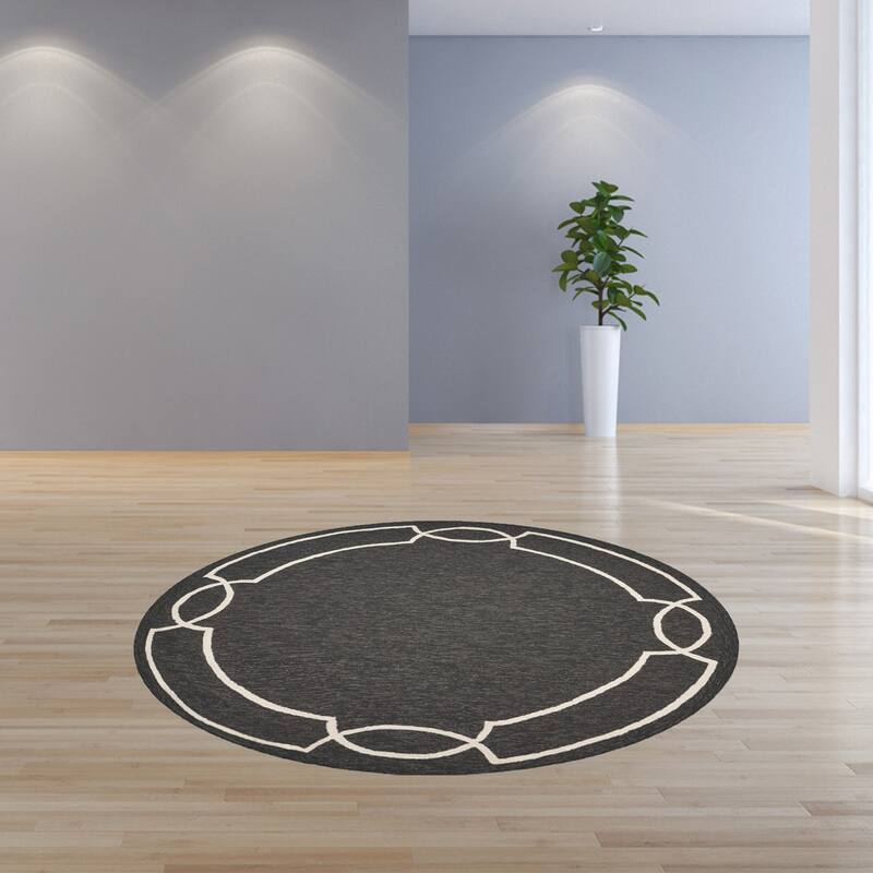 Ansis Pure & Simple Weather Resistant Timeless Grace Hand-Woven Round Outdoor Rug - 7' Round