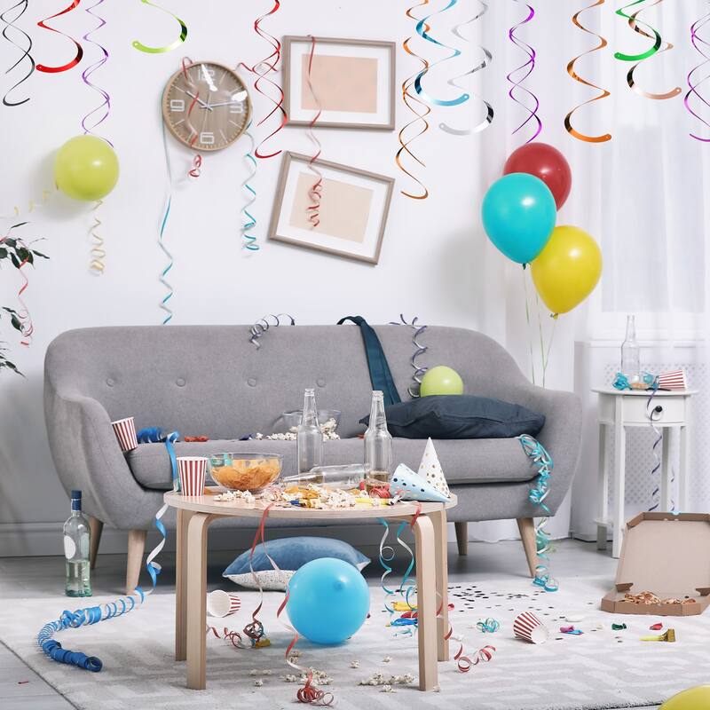 Party Hanging Double Strip Streamer with Hang Tag Hook 20Pcs