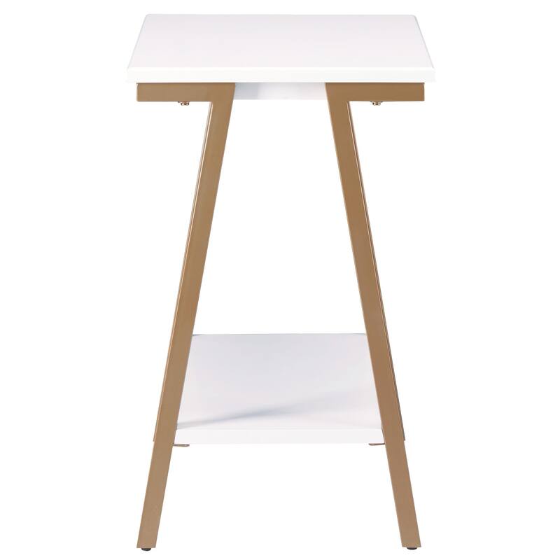 Leick Home Empiria Narrow Side Table with Shelf and Metal Frame