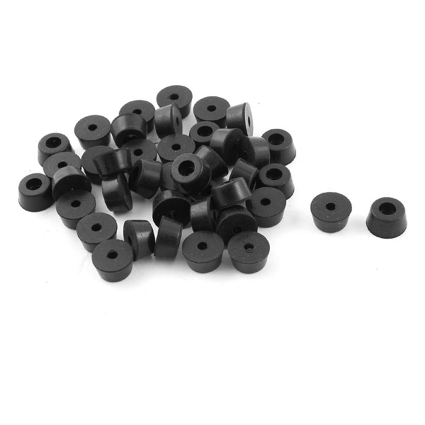40Pcs 6mm Hole Dia Furniture Leg Protector Cone Shaped Black Rubber Feet Pads