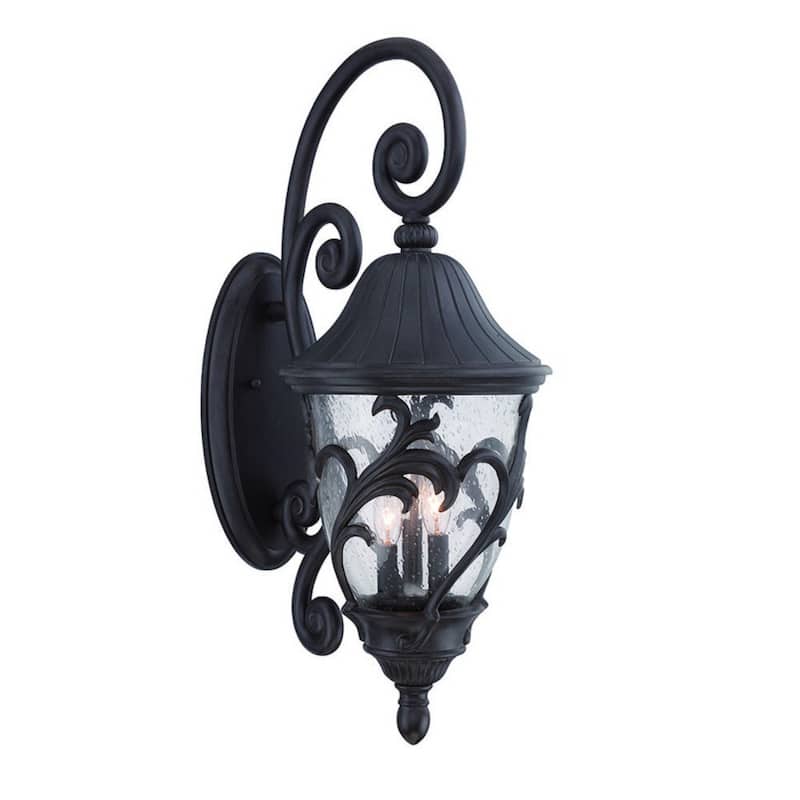 Matte Black Glass Shade Wall Light with Frosted Finish Dimmable LED - 16.75” x 12” x 30” (D x W x H) - Matte Black