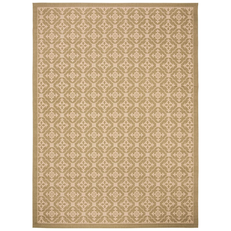 SAFAVIEH Courtyard Birgul Indoor/ Outdoor Waterproof Patio Backyard Rug - 8' x 11' - Green/Creme
