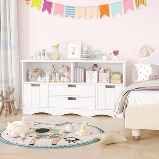 Kids' Bookshelf and Toy Organizer with Drawers and Storage - 13"D x 48"W x 24.4"H