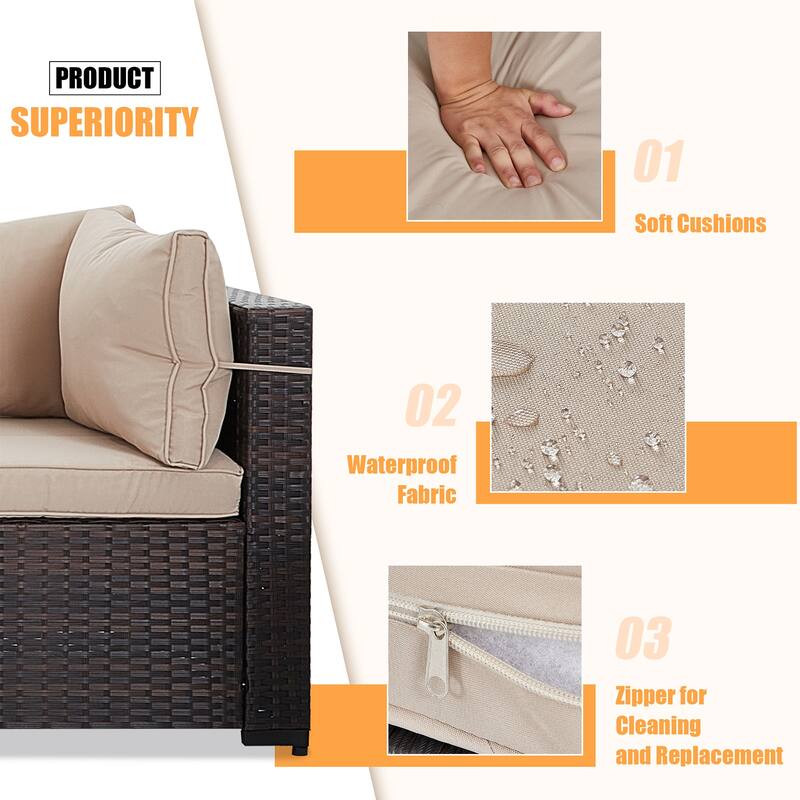 Patio Watcher 9-Piece Wicker Patio Conversation Set with Cushions