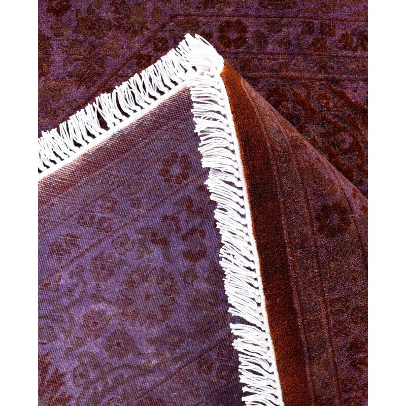 Overdyed One-of-a-Kind Hand-Knotted Octagon Area Rug - Purple - 6' 1" x 6' 1"