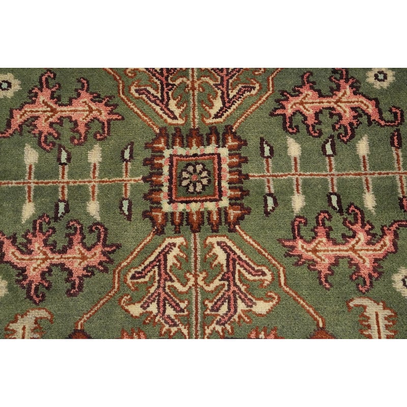 Hand Knotted Oriental 100% Wool Carpet Transitional All-Over Green Oushak Area Rug - 9' 9'' X 7' 9''