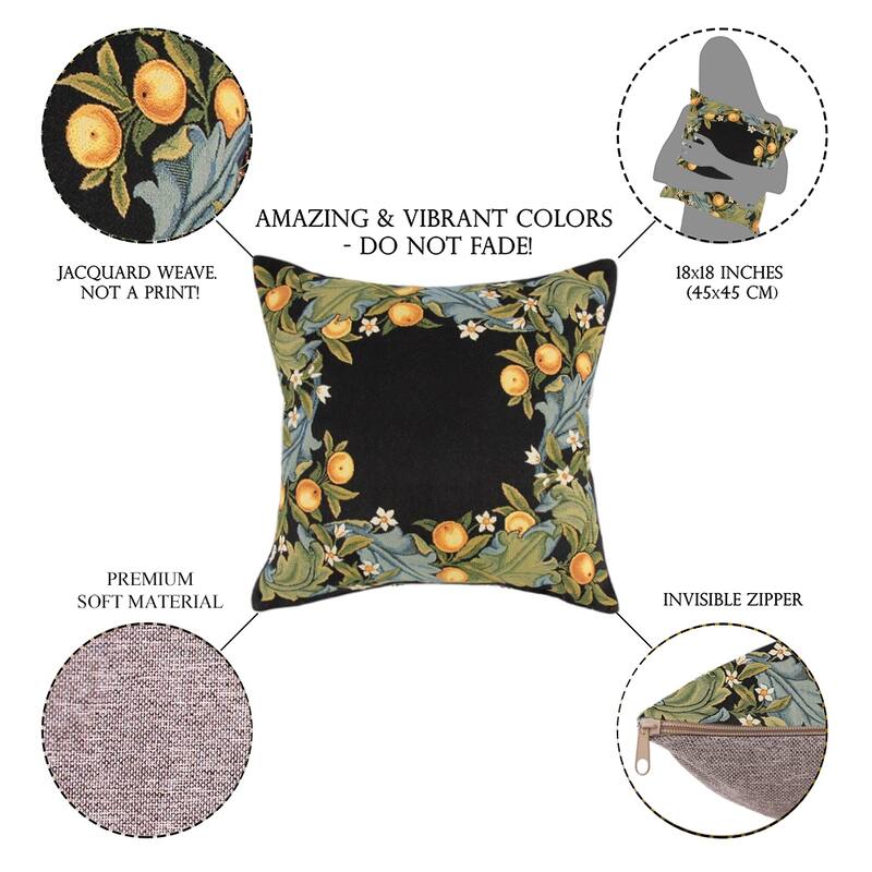 STP Goods Orange Wreath Tapestry Throw Pillow
