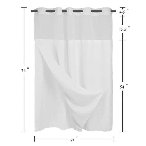 dimension image slide 6 of 18, No Hook Waffle Weave Shower Curtain with Snap-in Liner