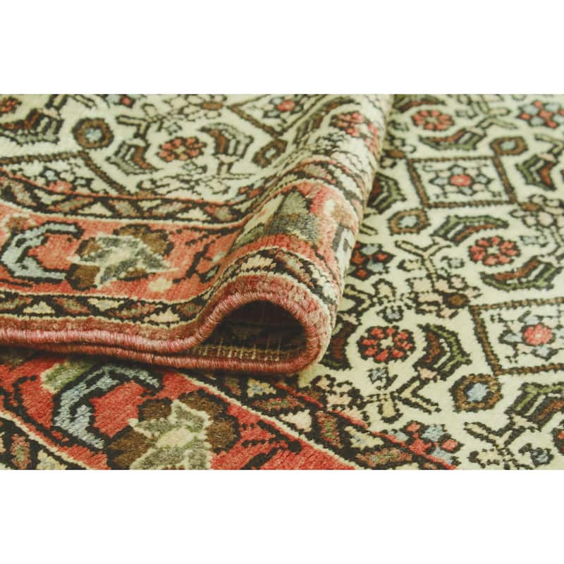 Fine Vintage Distressed Eliu Ivory/Rust Runner - 3'7" x 12'10"