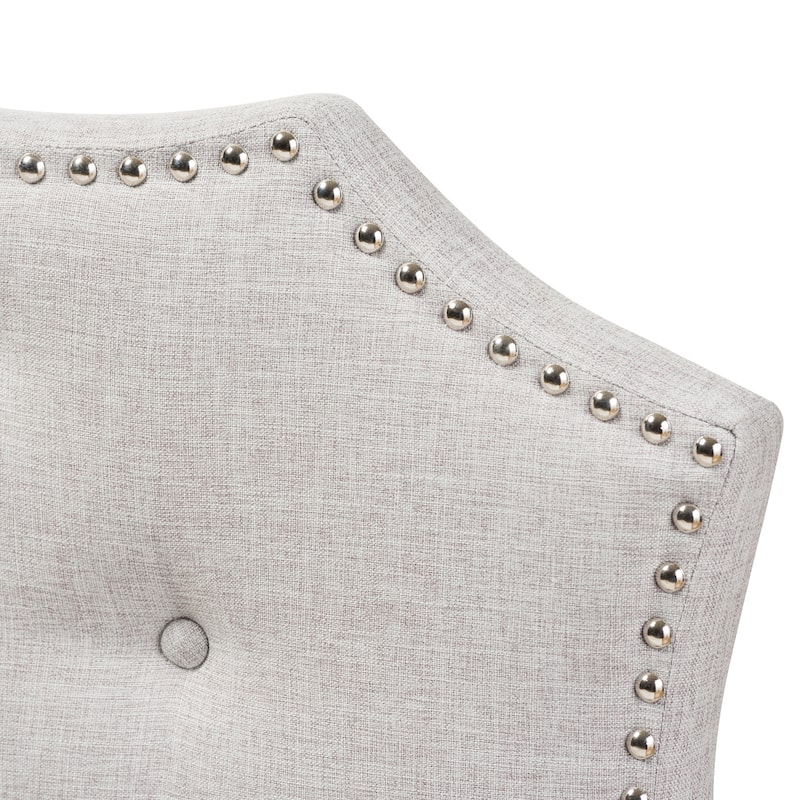 Modern Greyish Beige Fabric Queen Size Headboard with Button Tufting, Foam Padding, Adjustable Mounting Holes
