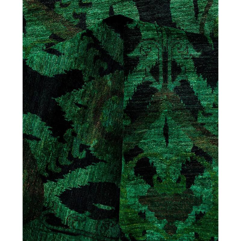 Overdyed One-of-a-Kind Hand-Knotted Square Area Rug - Green - 9' 10" x 10' 3"