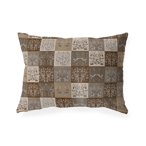 SCANDINAVIAN PATCHWORK NEUTRAL Indoor Outdoor Lumbar Pillow by Kavka Designs - 20X14