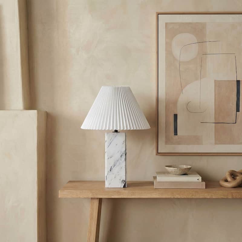 SAFAVIEH Couture Mackenzie Square Marble Table Lamp - 16"W x 16"D x 25"H