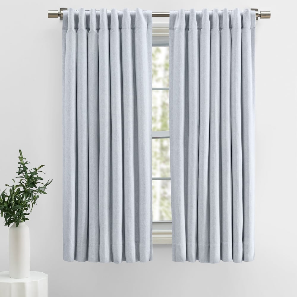 Herringbone Premium 100% Cotton Lined Rod Pocket W Back Tabs Short Curtain Panel