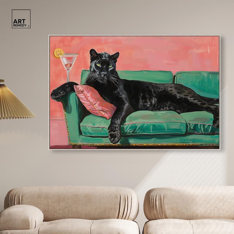 Lounging Panther Canvas by Art Remedy