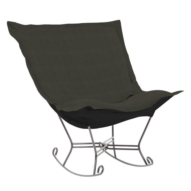 Allan Andrews Scroll Puff Rocker with Titanium Frame, Breeze Collection - Charcoal
