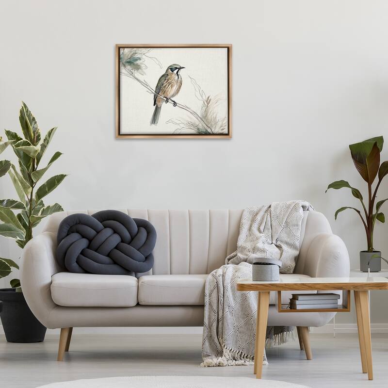 Stupell Illustrated Wildlife Bird Framed Floater Canvas Wall Art Design By LSR Creative Studio