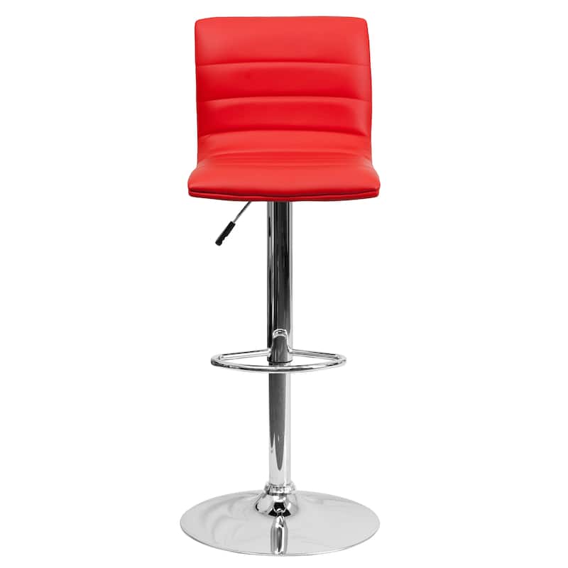 Modern Vinyl Stitch Back Adjustable Height Barstool - 16"W x 19"D x 35" - 44"H