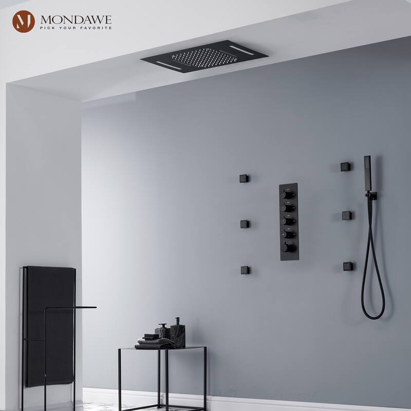 64 Colors LED Light and Music Ceiling Mounted Thermostatic Shower System