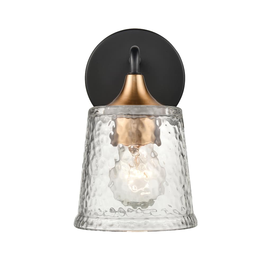 Elk Home Hamy Matte Black With Hammered Glass Vanity Light