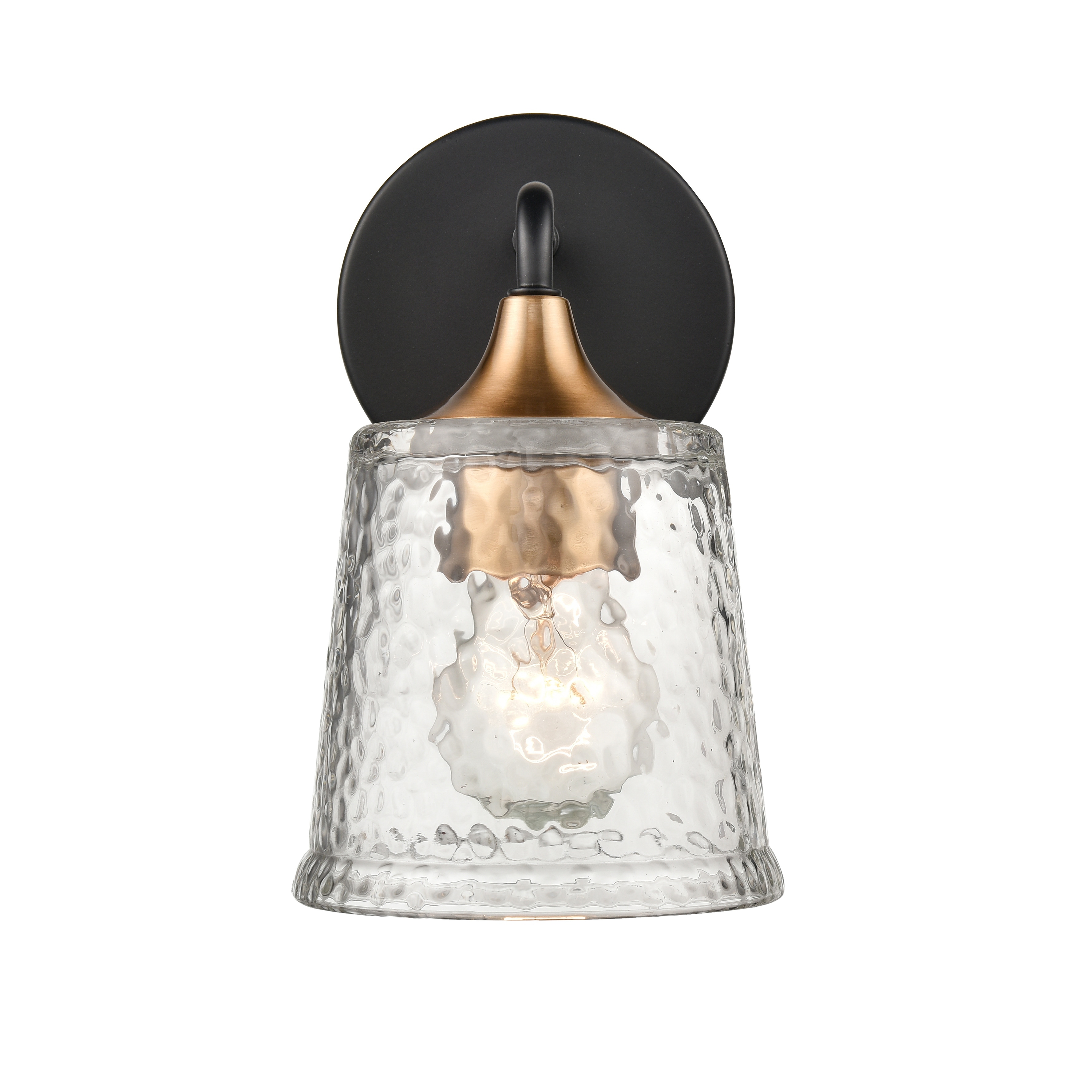 Elk Home Hamy Matte Black With Hammered Glass Vanity Light