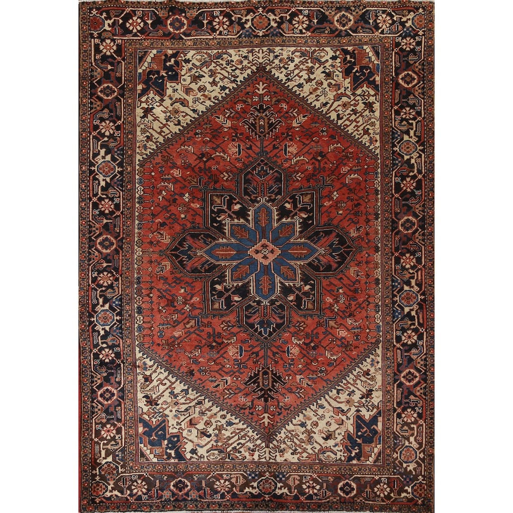 Traditional Vegetable Dye Heriz Persian Area Rug Wool Hand-knotted - 7'0" x 9'7"