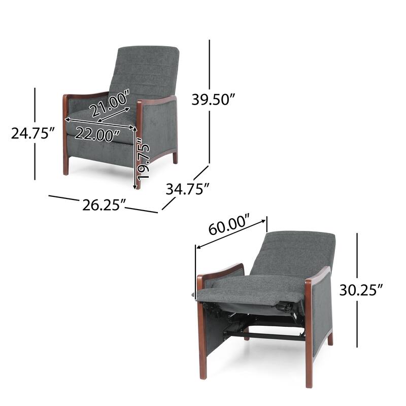 Recliner Chair with Birch Wood Frame, Pushback Mechanism & Tufted Channel Stitching