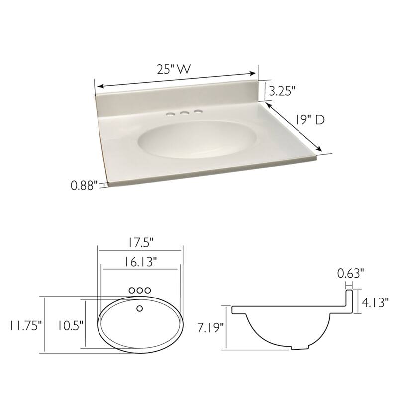 Design House 586271 25" Cultured Marble Vanity Top with Backsplash