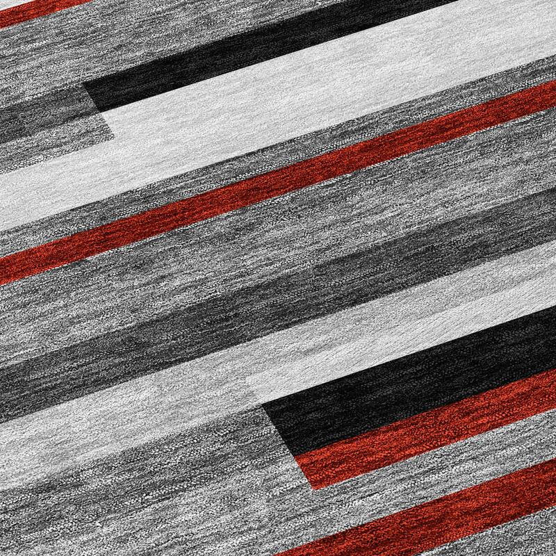 Machine Washable Indoor/ Outdoor Modern Stripes Chantille Rug