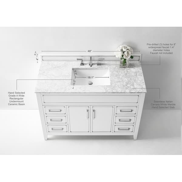 dimension image slide 6 of 8, Ancerre Designs Aspen Bathroom Vanity Set