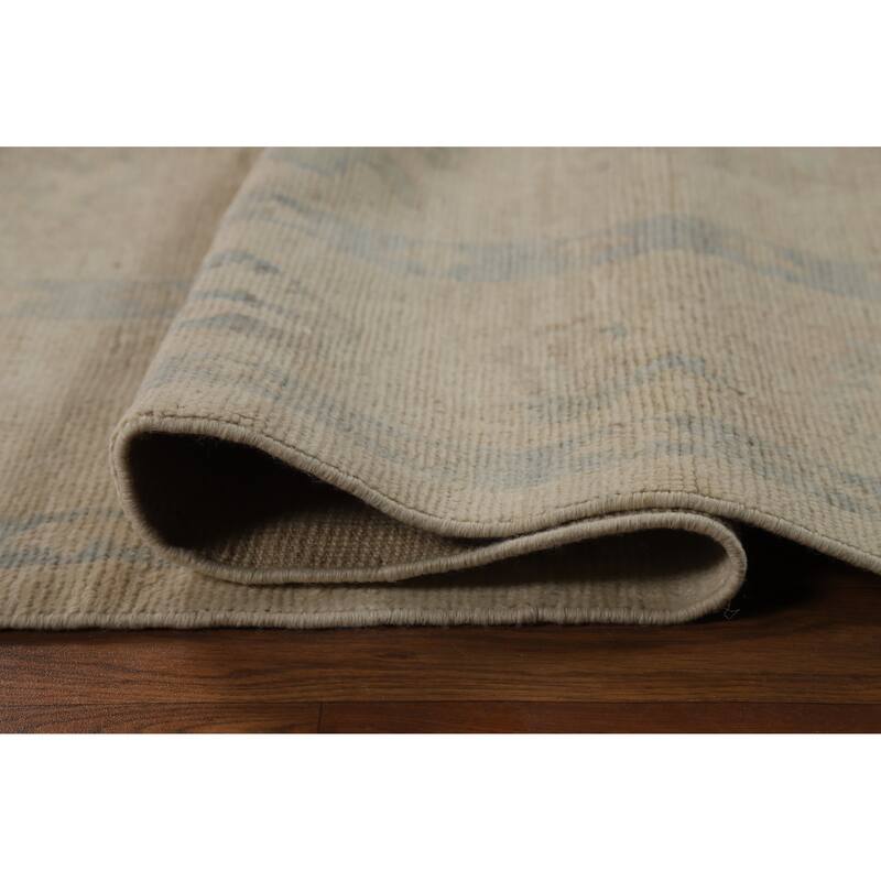 Oushak Turkish Area Rug Vegetable Dye Hand-Knotted Beige Wool Carpet - 7'9"x 10'2"