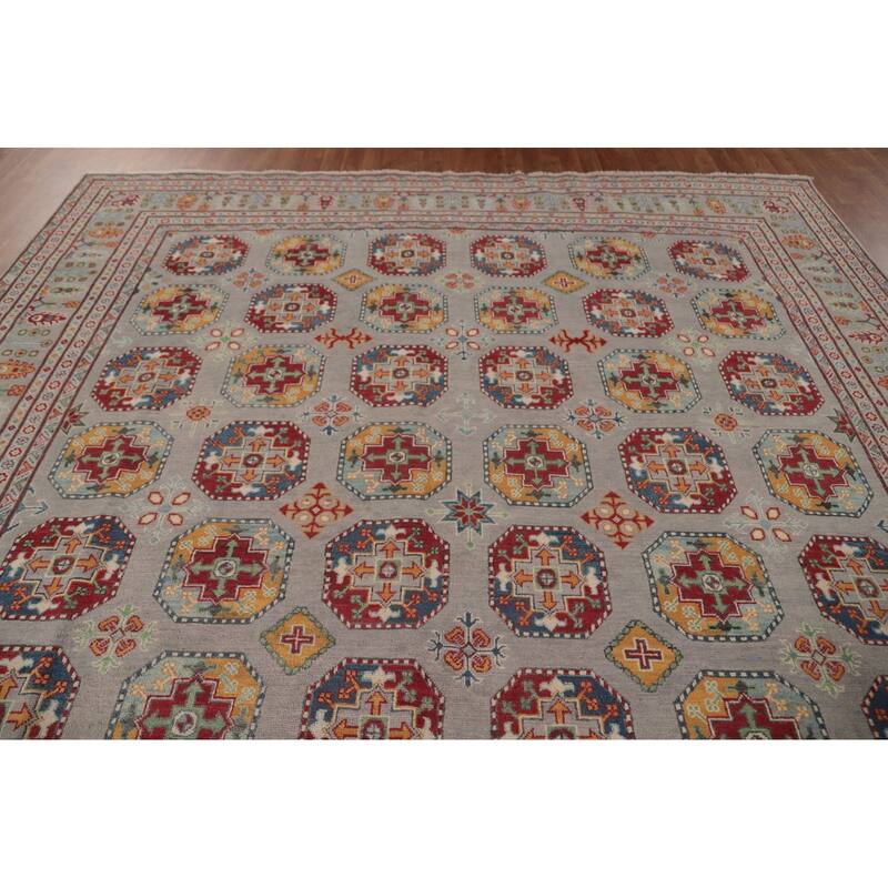 All-Over Kazak Area Rug Handmade Wool Carpet - 9'7" x 13'1"